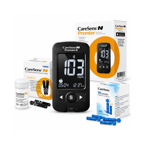 Glucómetro CareSens N Premier - Set con 50 cintas y 50 lancetas