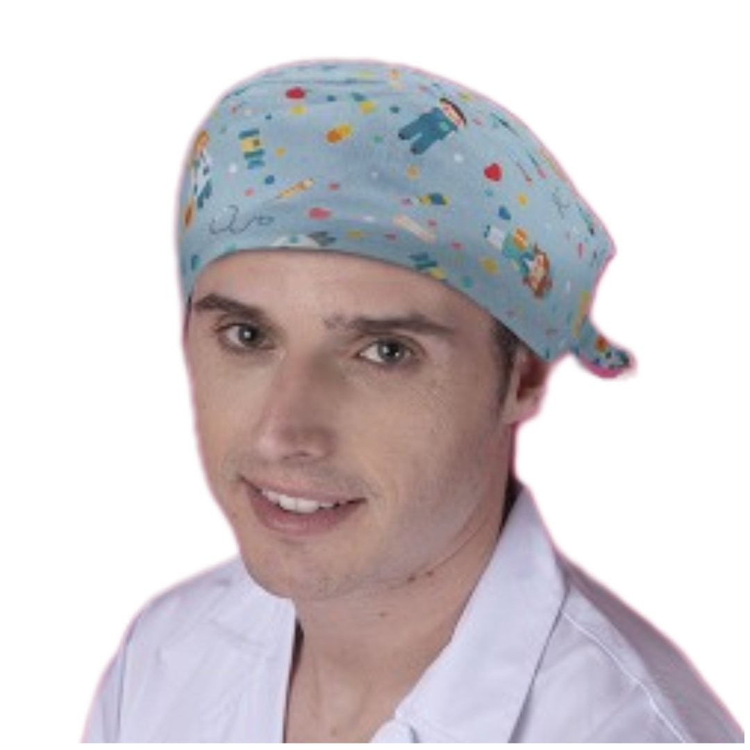 Gorro Clínico SANITARIOS AGUAMARINA - PELO LARGO CON BOTONES
