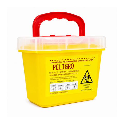 Contenedor Plástico Amarillo - Para Desechos Cortopunzantes