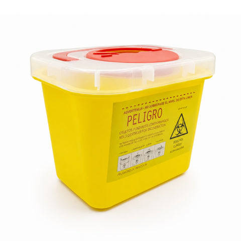 Contenedor Plástico Amarillo - Para Desechos Cortopunzantes de 5 Litros