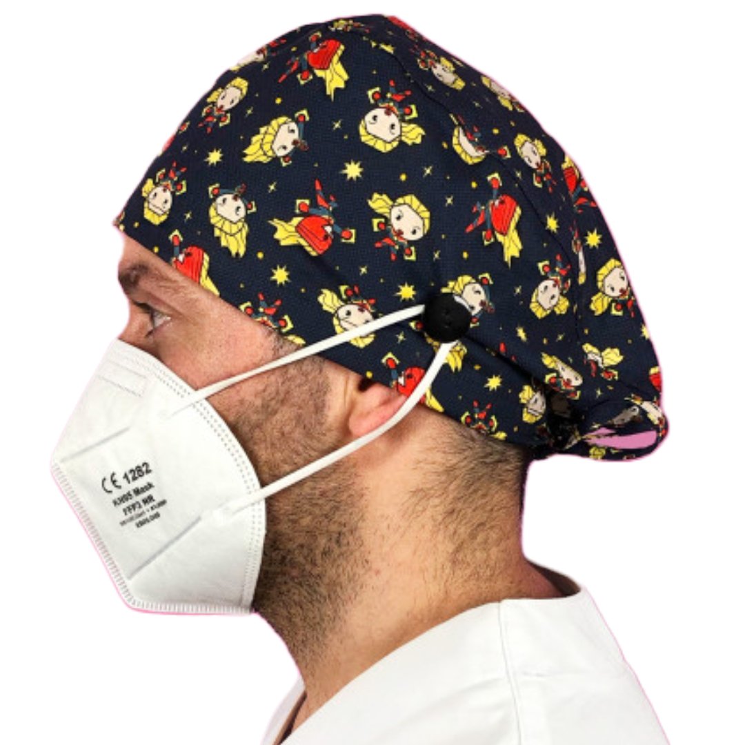 Gorro Clínico CAPITANA MARVEL - PELO LARGO CON BOTONES