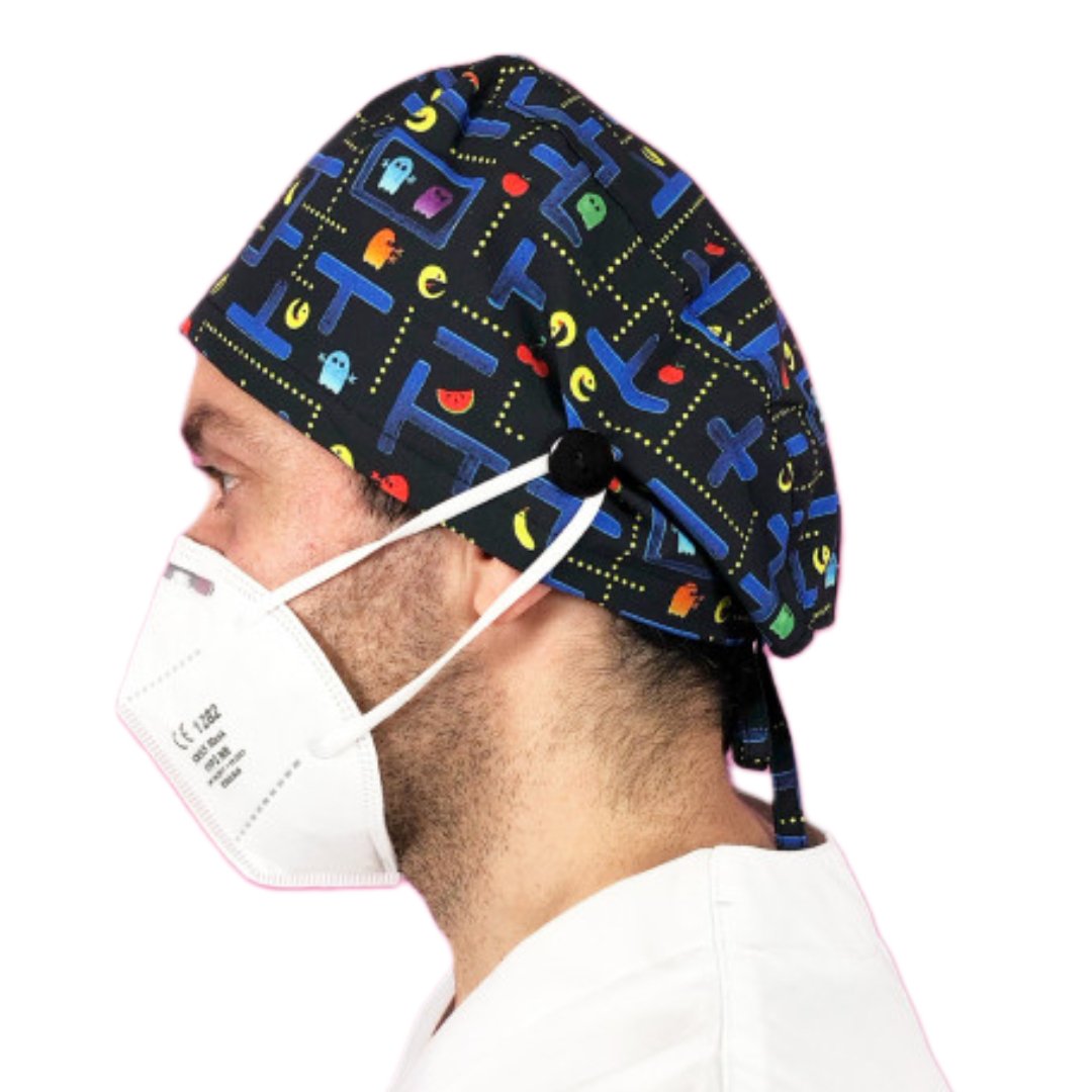 Gorro Clínico COMECOCOS - PELO LARGO CON BOTONES