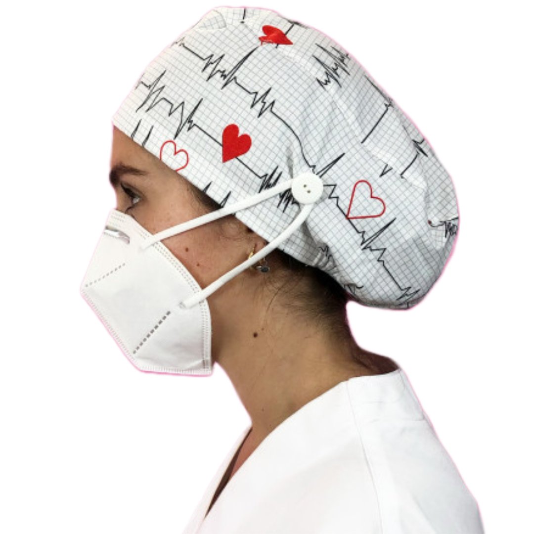 Gorro Clínico FLUTTER BLANCO - PELO CORTO CON BOTONES