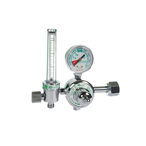 Regulador de oxígeno medicinal con flujometro de columna -  Conexión PIN CGA 540 - Tipo tuerca